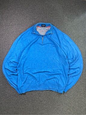 🔥 Paul & Shark Yachting Blue Quarter Zip Sweater Mens Large Made in Italy